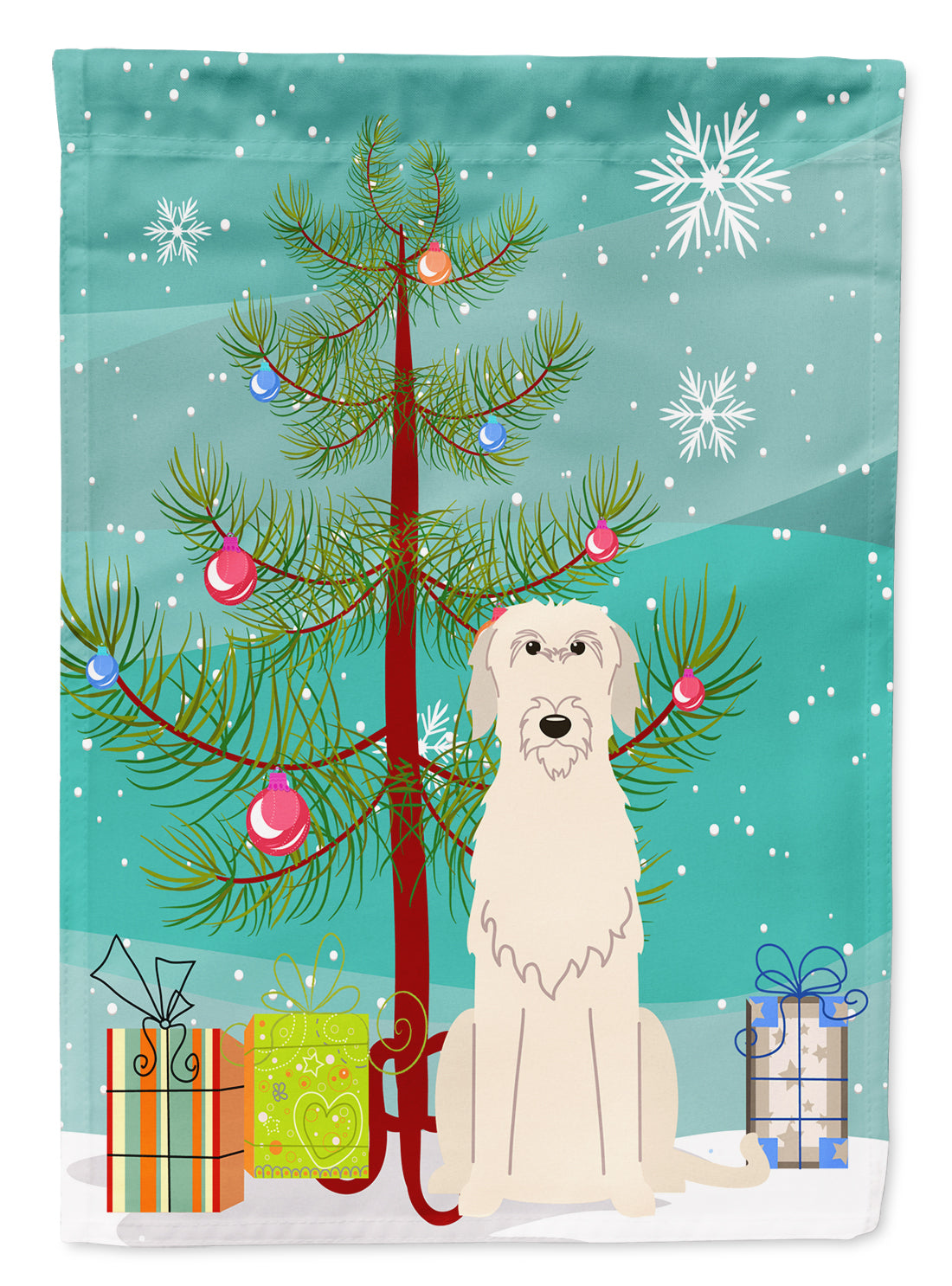 Merry Christmas Tree Irish Wolfhound Flag Garden Size BB4190GF  the-store.com.