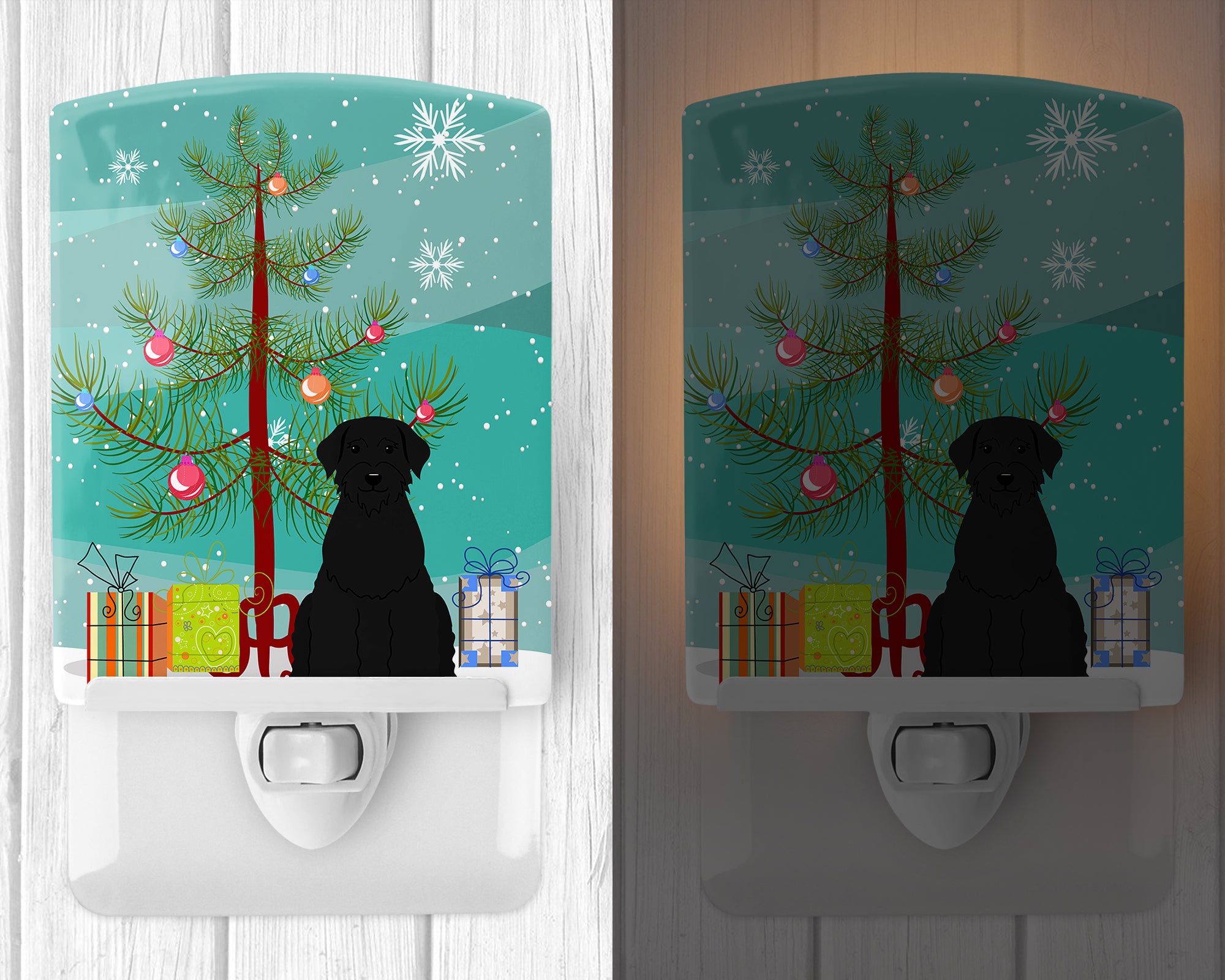 Merry Christmas Tree Giant Schnauzer Ceramic Night Light BB4191CNL - the-store.com