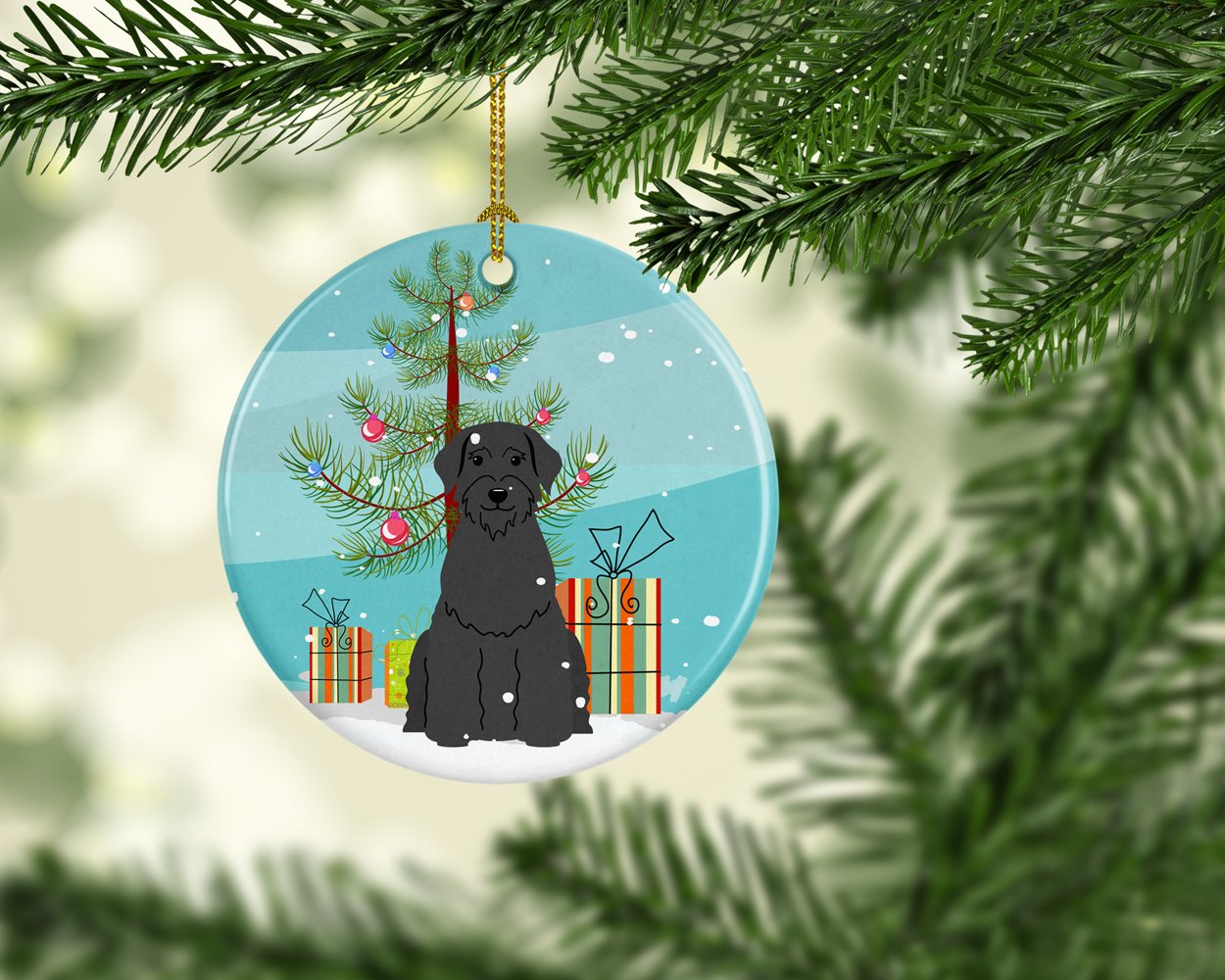 Merry Christmas Tree Giant Schnauzer Ceramic Ornament BB4191CO1 by Caroline's Treasures