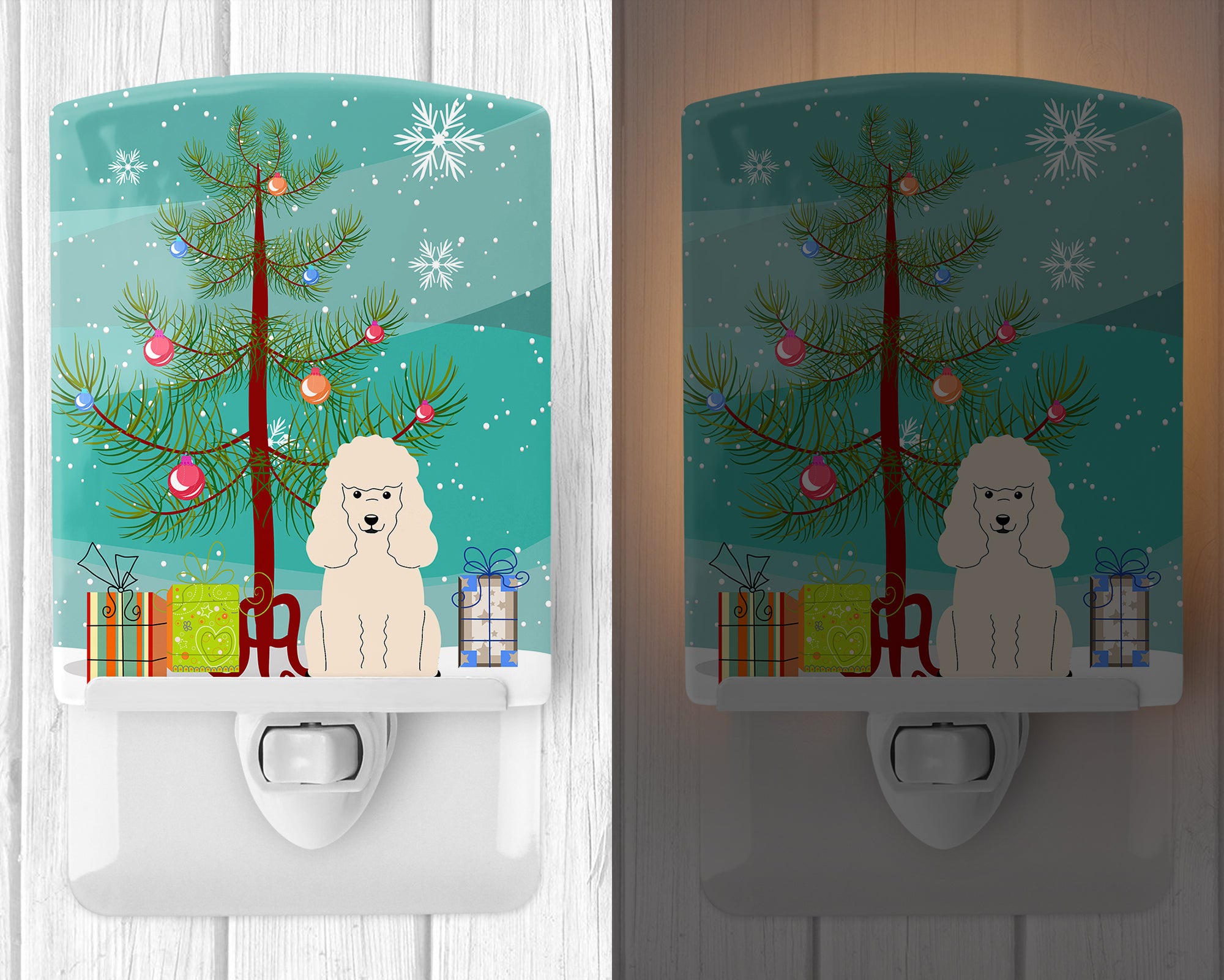 Merry Christmas Tree Poodle White Ceramic Night Light BB4195CNL - the-store.com