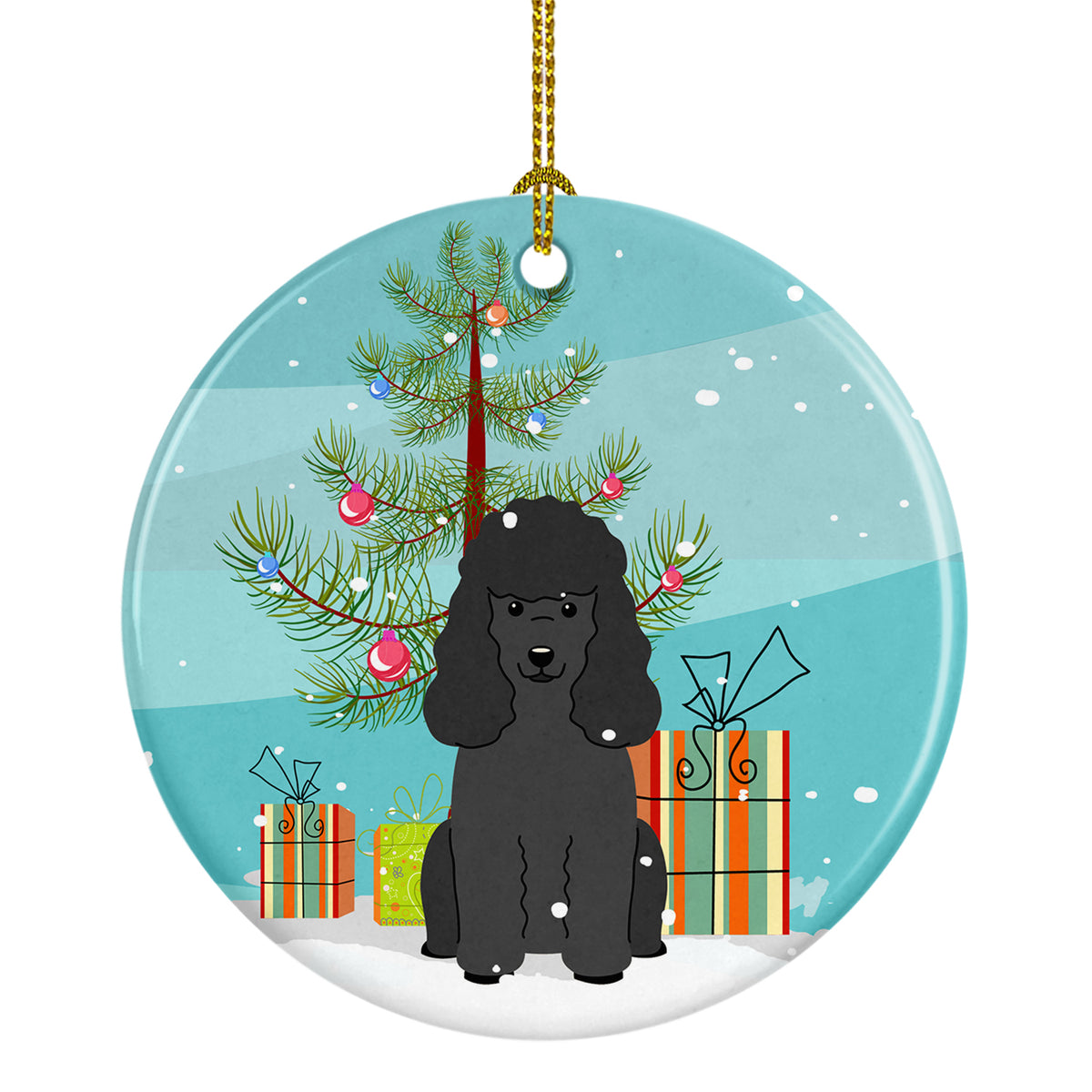 Merry Christmas Tree Poodle Black Ceramic Ornament BB4196CO1 - the-store.com