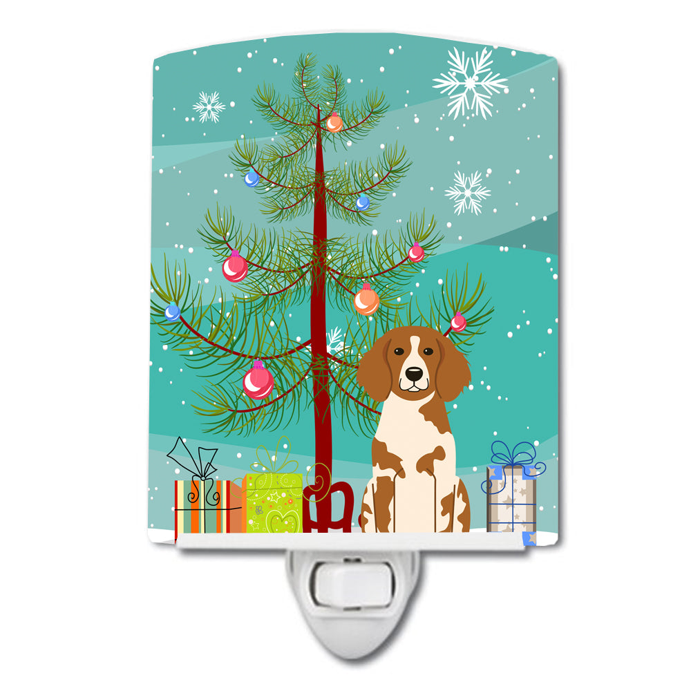 Merry Christmas Tree Brittany Spaniel Ceramic Night Light BB4197CNL - the-store.com