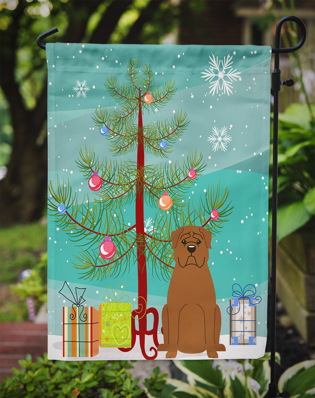 Merry Christmas Tree Dogue de Bourdeaux Flag Garden Size BB4198GF  the-store.com.