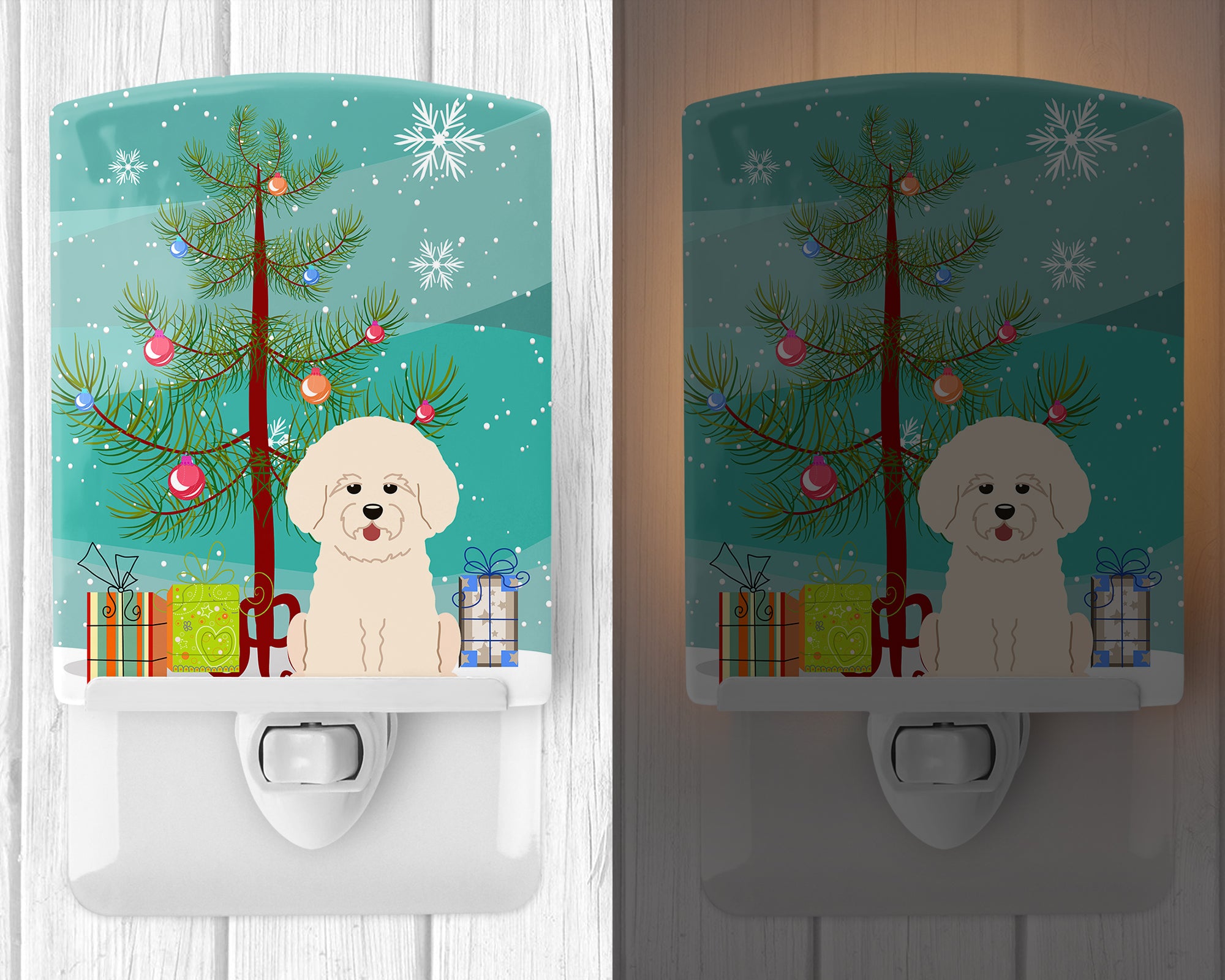 Merry Christmas Tree Bichon Frise Ceramic Night Light BB4200CNL - the-store.com