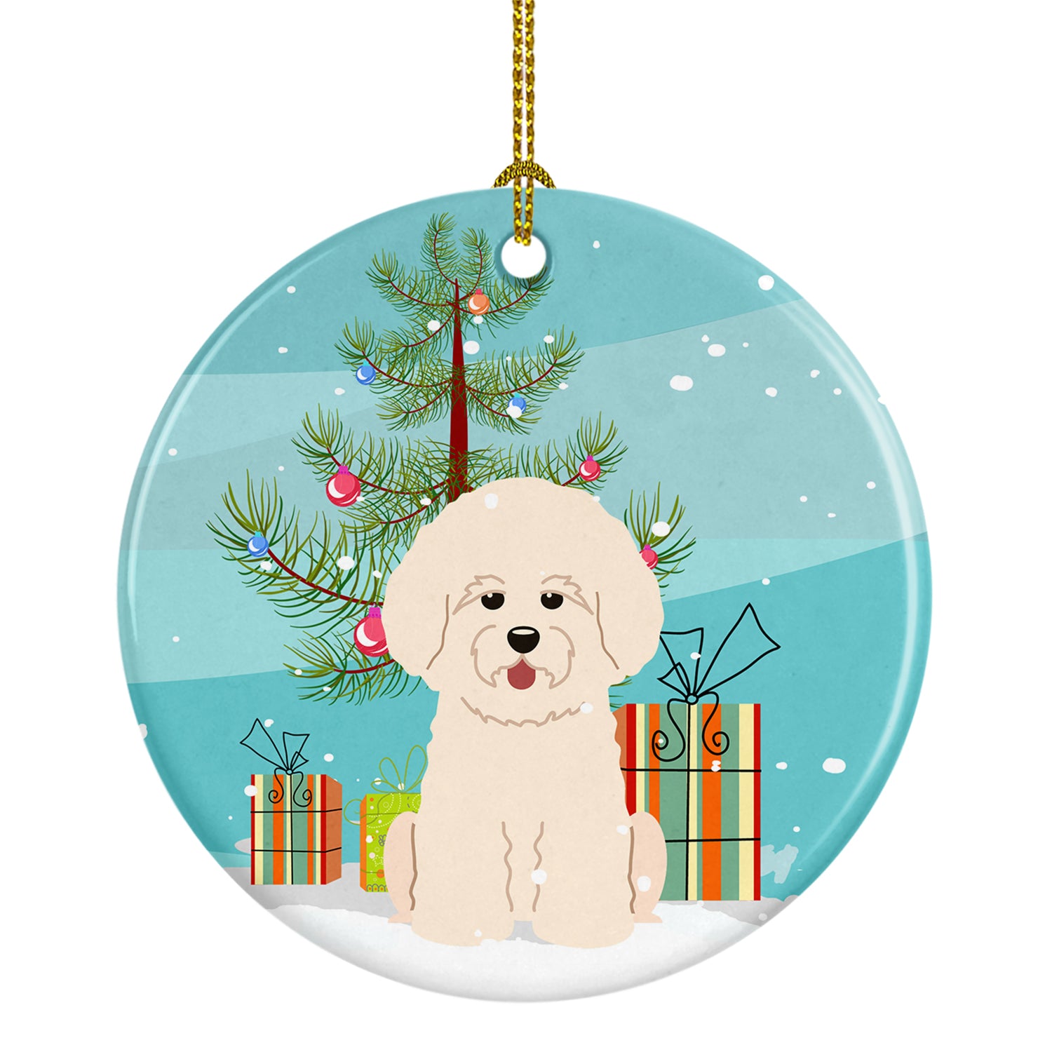 Merry Christmas Tree Bichon Frise Ceramic Ornament BB4200CO1 - the-store.com