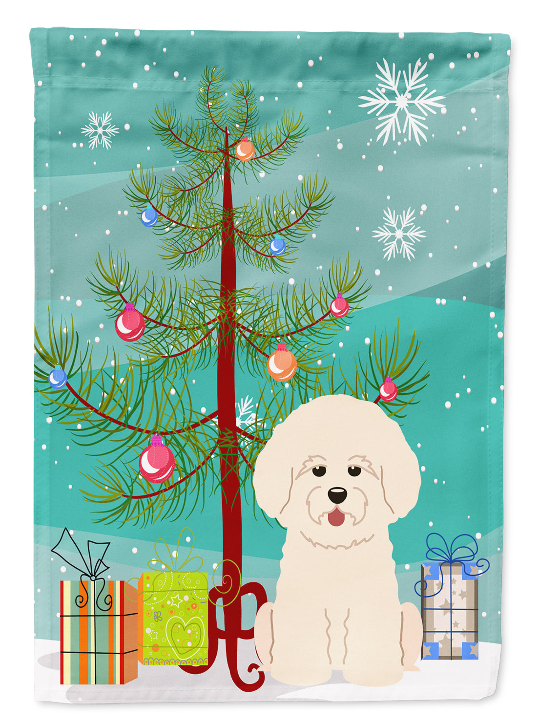 Merry Christmas Tree Bichon Frise Flag Garden Size BB4200GF  the-store.com.