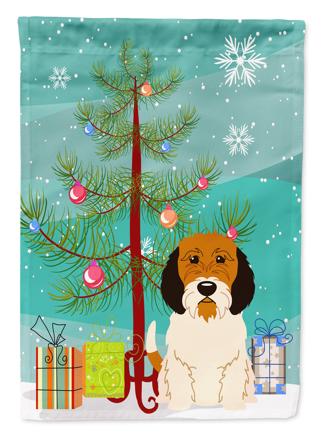 Merry Christmas Tree Petit Basset Griffon Veenden Flag Garden Size BB4204GF  the-store.com.