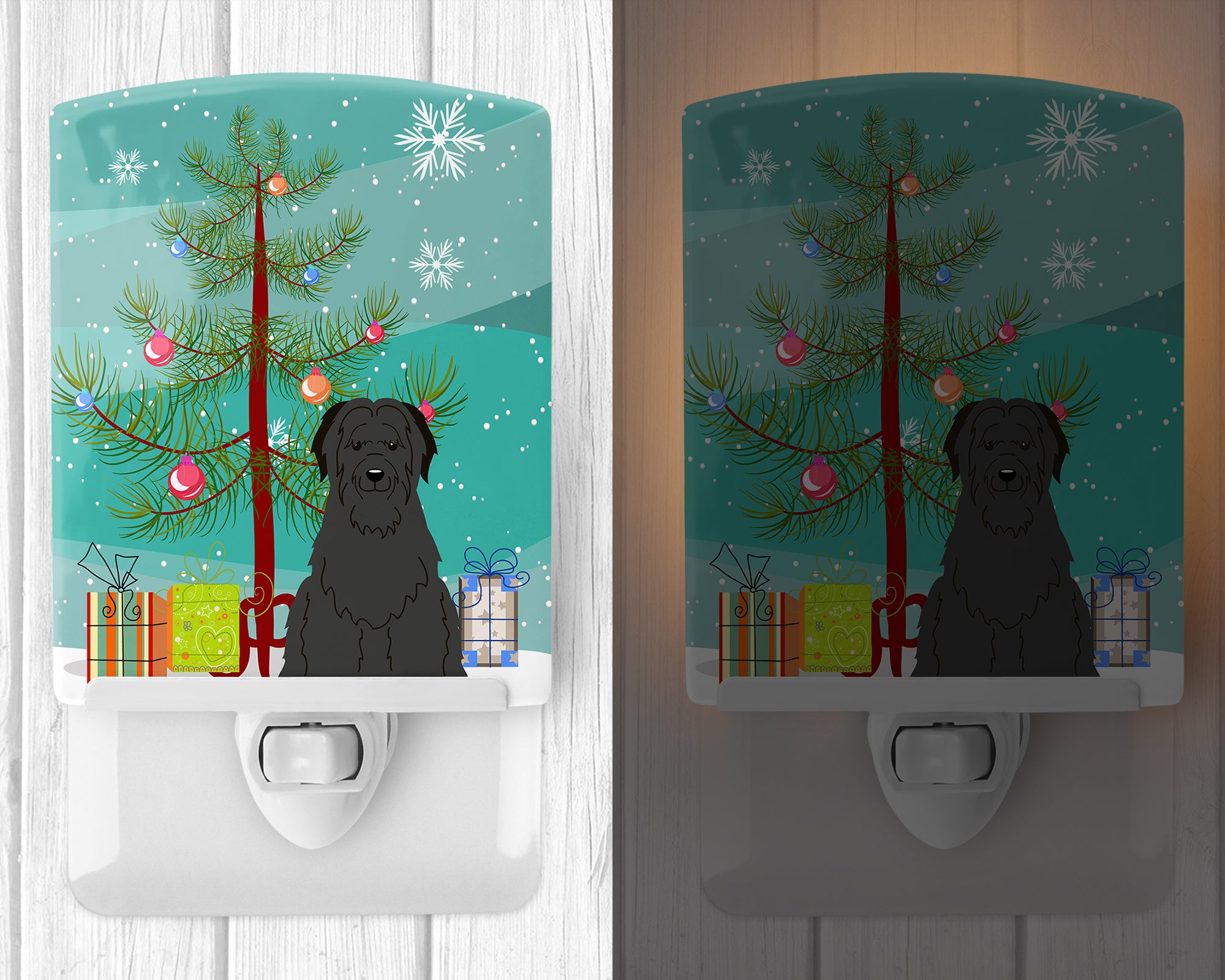 Merry Christmas Tree Briard Black Ceramic Night Light BB4206CNL - the-store.com