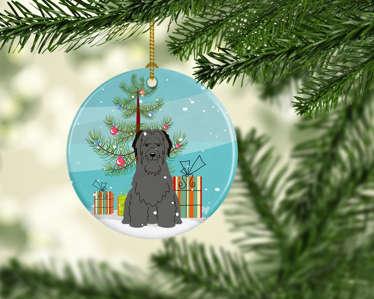 Merry Christmas Tree Briard Black Ceramic Ornament BB4206CO1 by Caroline's Treasures