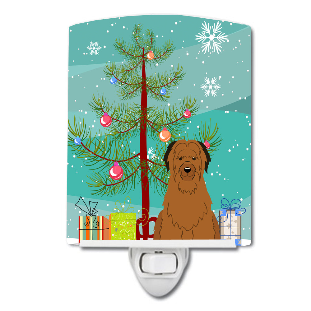 Merry Christmas Tree Briard Brown Ceramic Night Light BB4207CNL - the-store.com