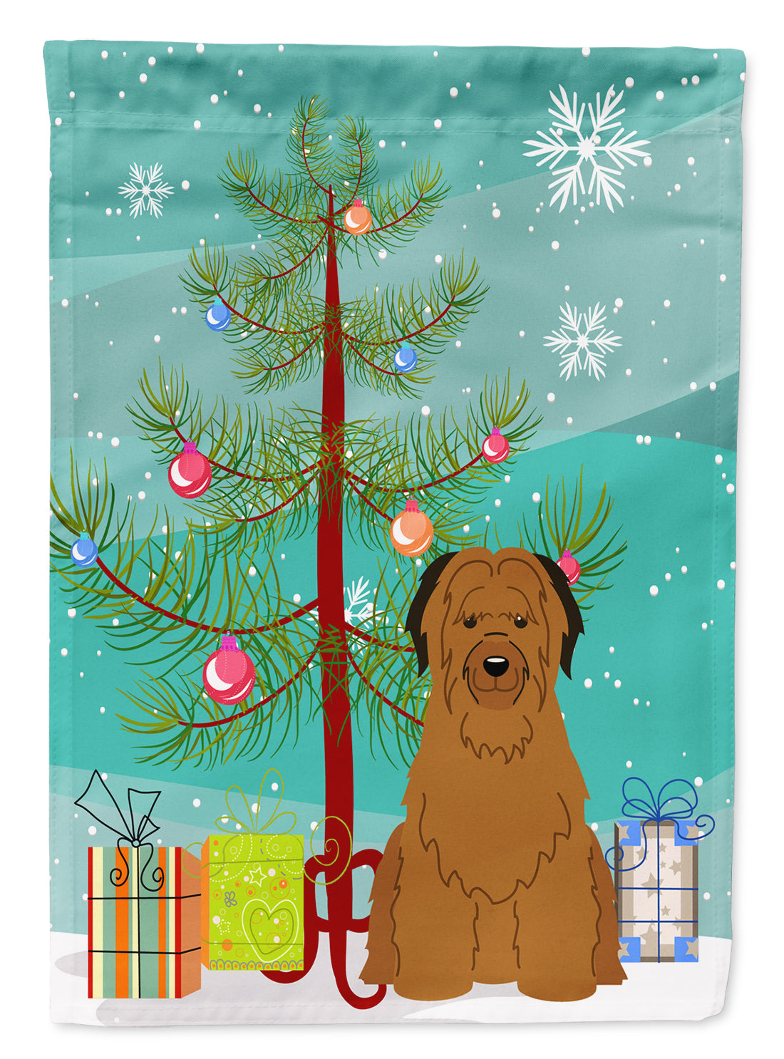 Merry Christmas Tree Briard Brown Flag Garden Size BB4207GF  the-store.com.