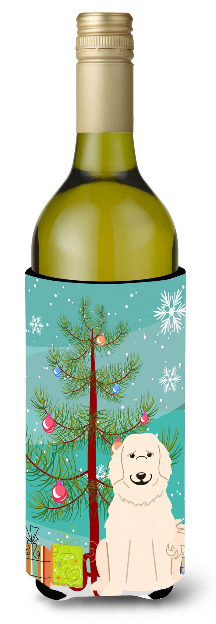 Merry Christmas Tree Great Pyrenese Wine Bottle Beverge Insulator Hugger BB4208LITERK by Caroline's Treasures