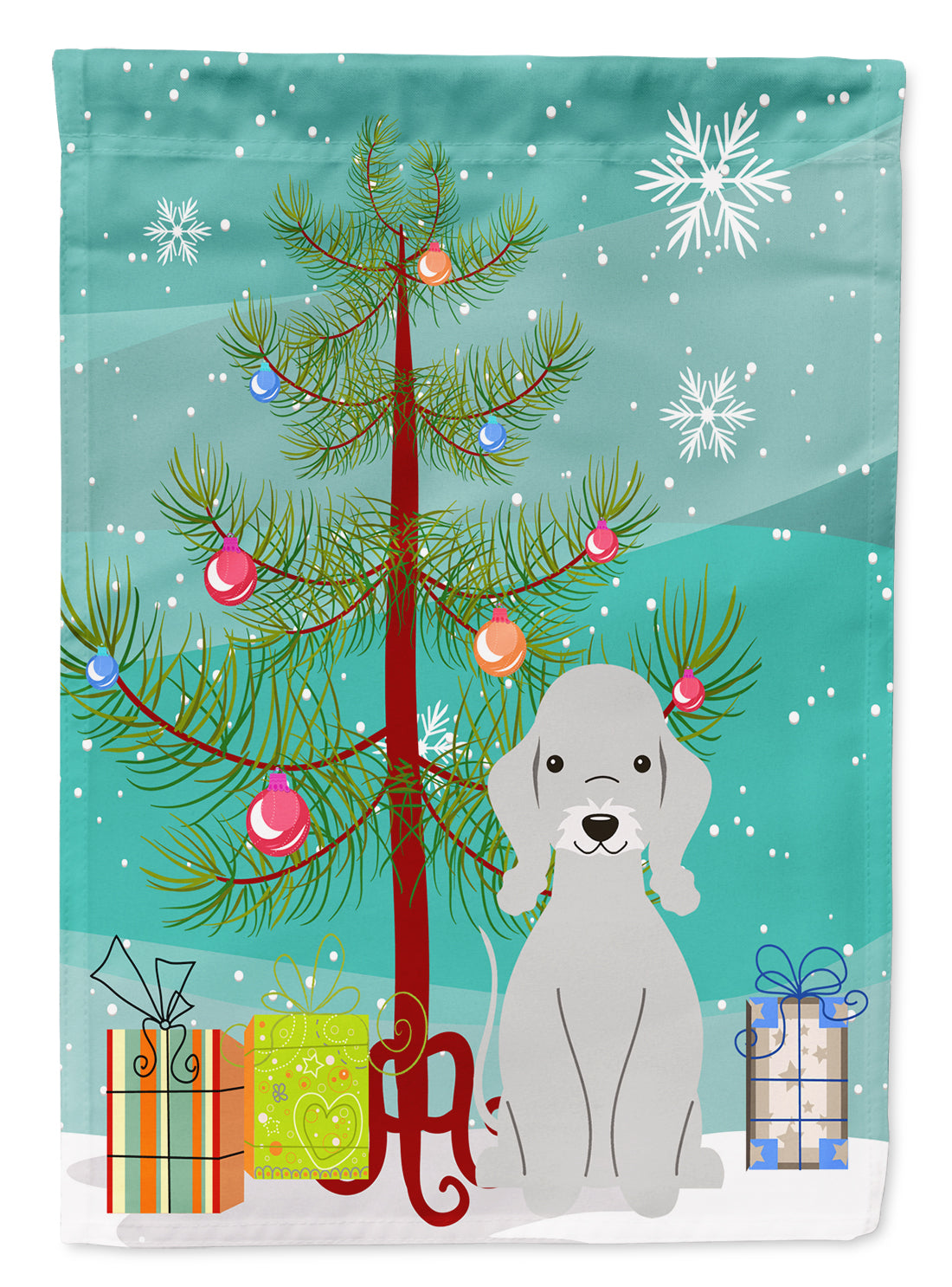 Merry Christmas Tree Bedlington Terrier Blue Flag Garden Size BB4215GF  the-store.com.