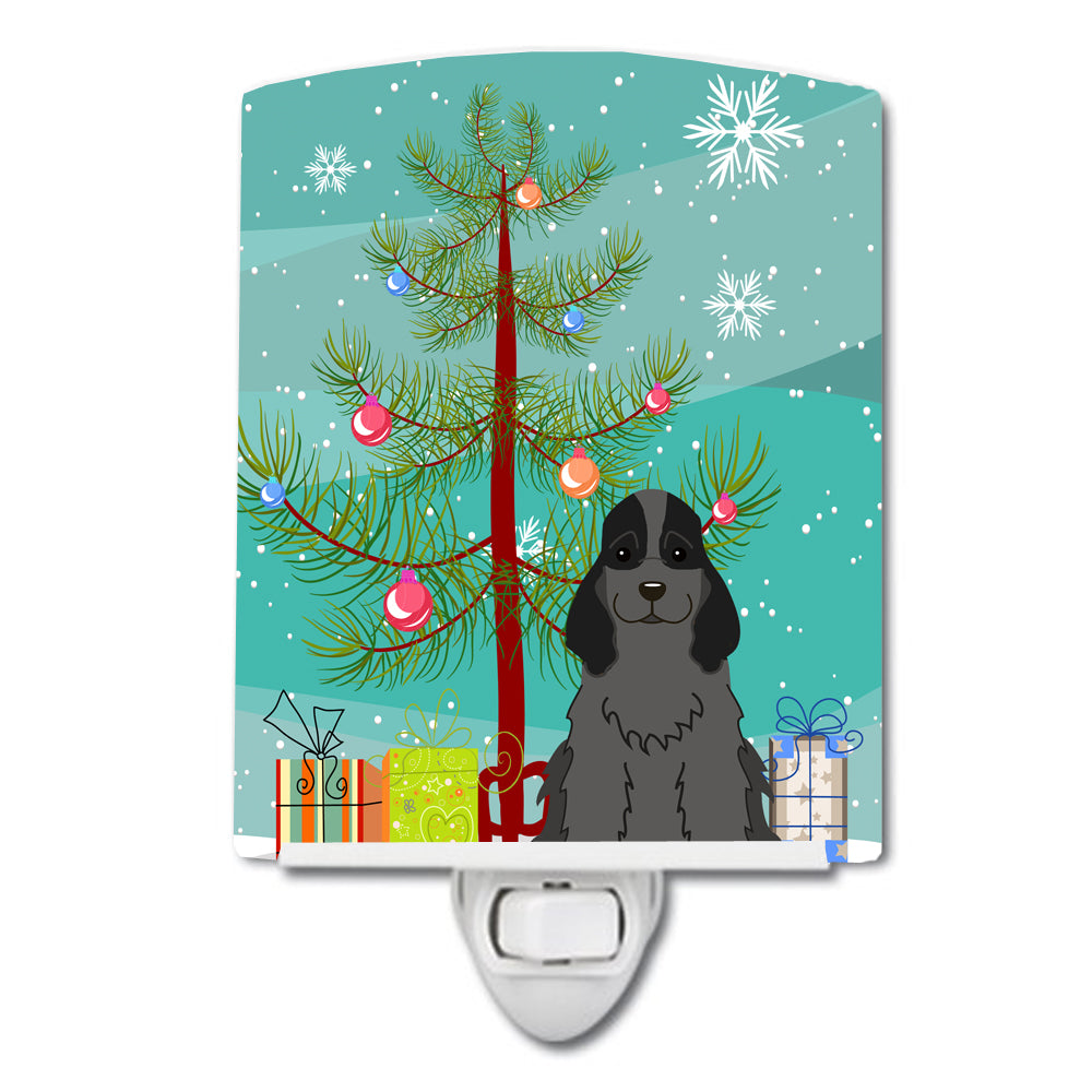 Merry Christmas Tree Cocker Spaniel Black Ceramic Night Light BB4217CNL - the-store.com