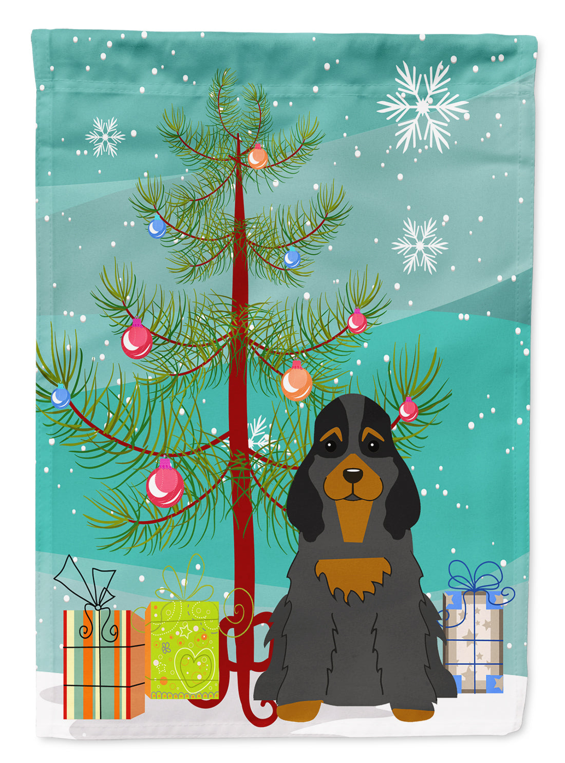 Merry Christmas Tree Cocker Spaniel Black Tan Flag Garden Size BB4218GF  the-store.com.