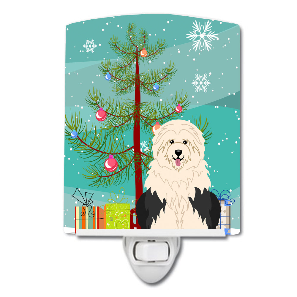 Merry Christmas Tree Old English Sheepdog Ceramic Night Light BB4221CNL - the-store.com