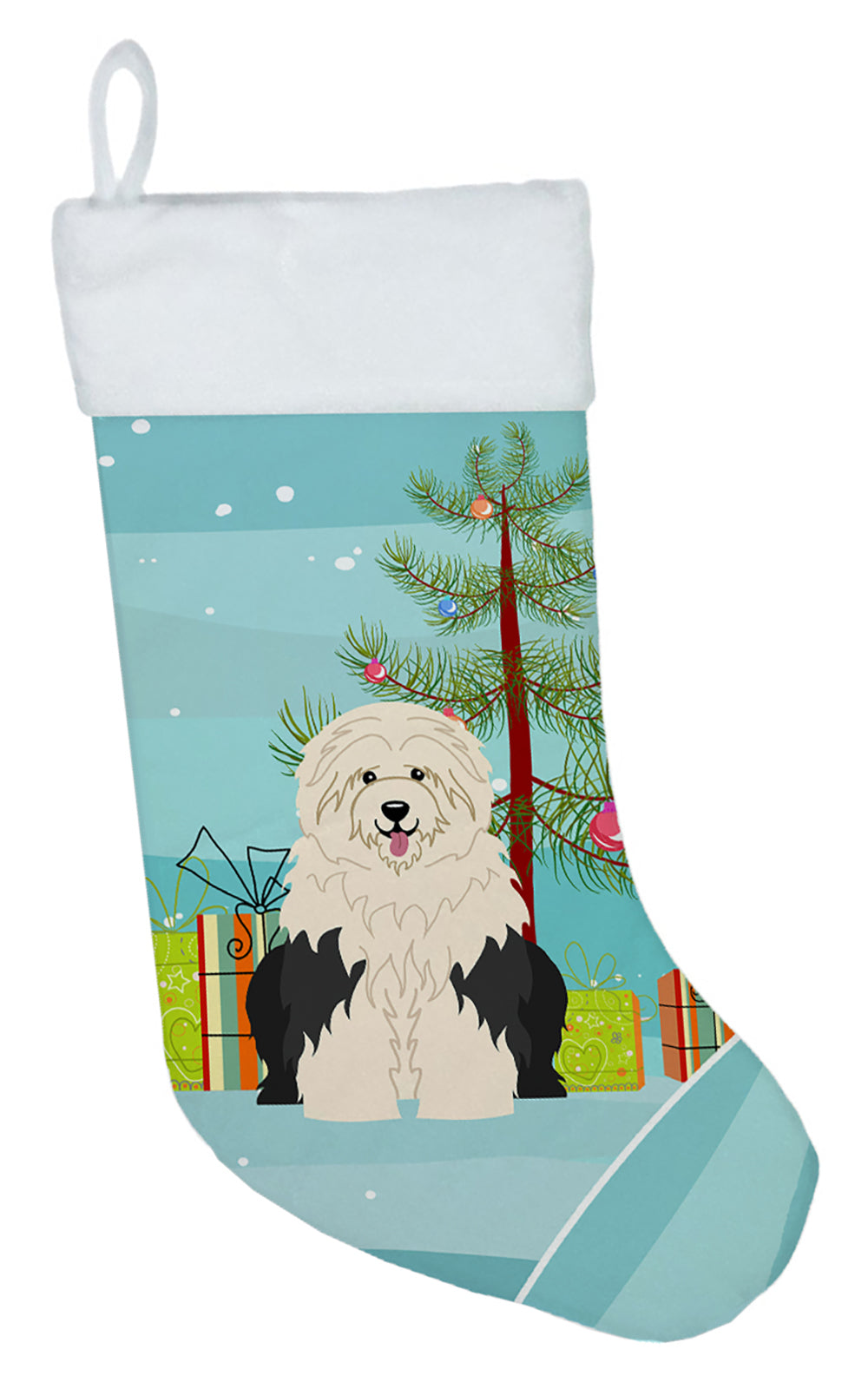 Merry Christmas Tree Old English Sheepdog Christmas Stocking BB4221CS  the-store.com.