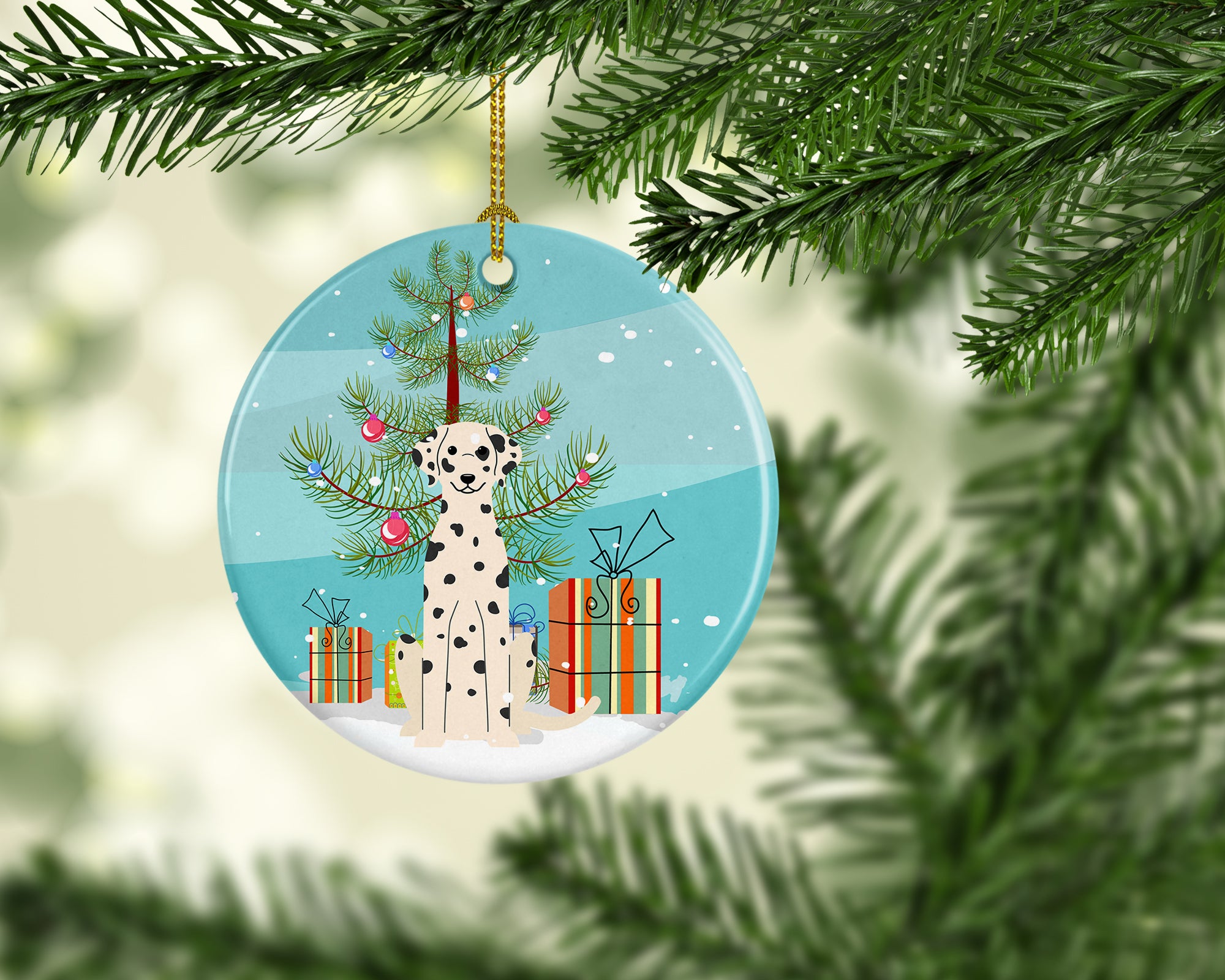 Merry Christmas Tree Dalmatian Ceramic Ornament BB4222CO1 - the-store.com