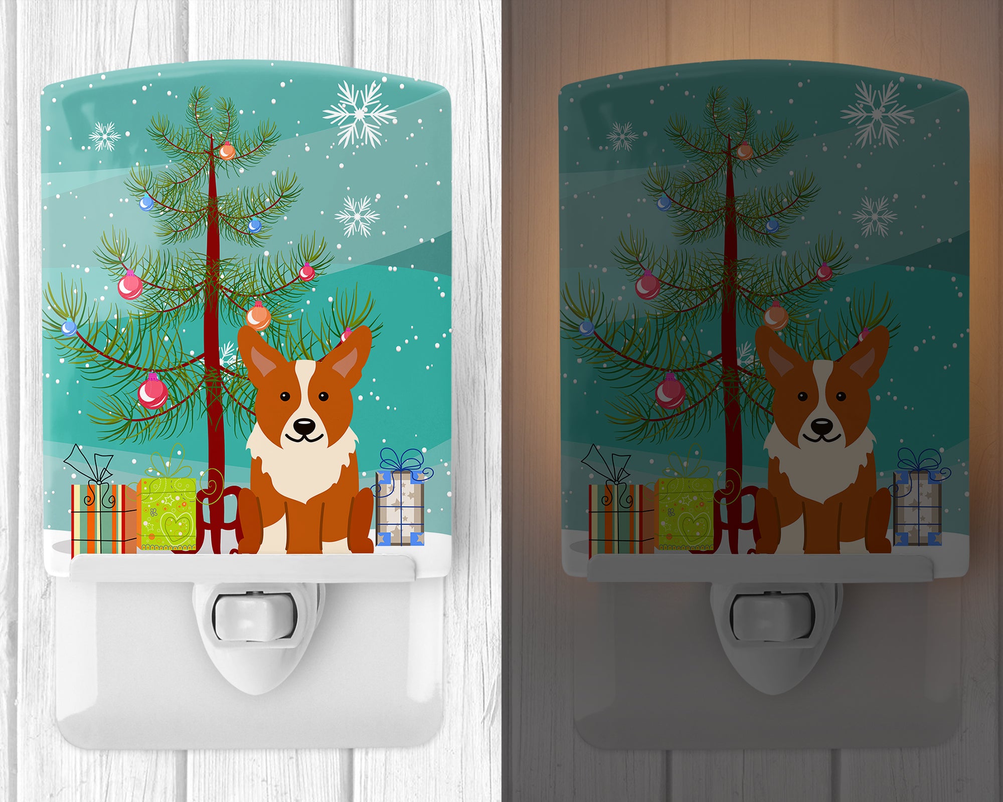 Merry Christmas Tree Corgi Ceramic Night Light BB4225CNL - the-store.com