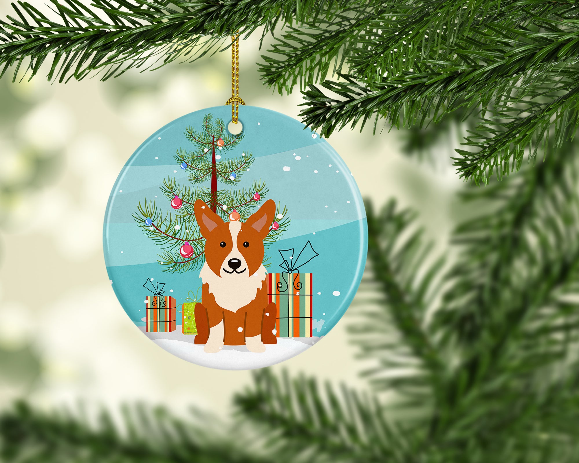 Merry Christmas Tree Corgi Ceramic Ornament BB4225CO1 - the-store.com