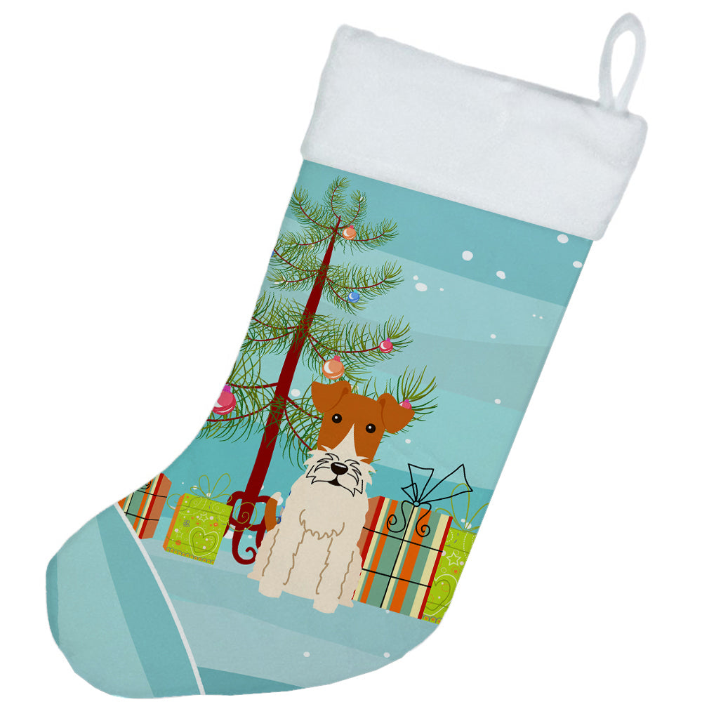 Merry Christmas Tree Wire Fox Terrier Christmas Stocking BB4226CS  the-store.com.