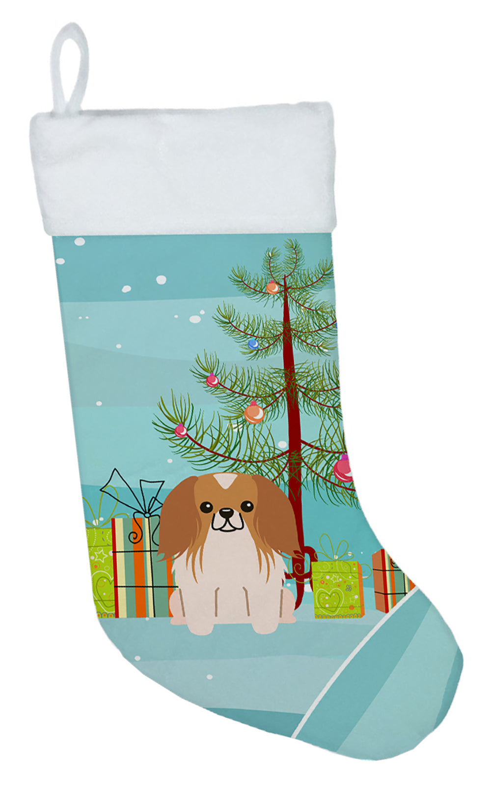 Merry Christmas Tree Pekingnese Red White Christmas Stocking BB4228CS  the-store.com.