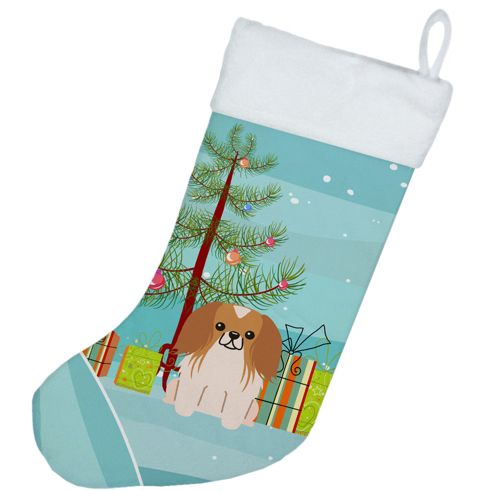 Merry Christmas Tree Pekingnese Red White Christmas Stocking BB4228CS  the-store.com.