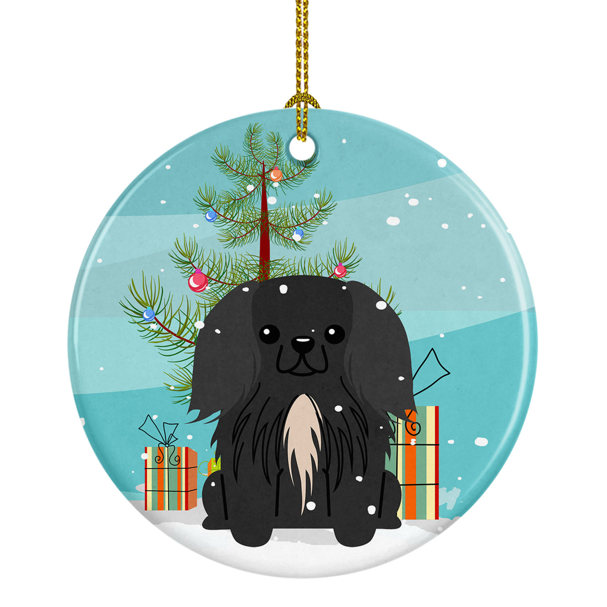 Merry Christmas Tree Pekingnese Black Ceramic Ornament BB4232CO1 - the-store.com