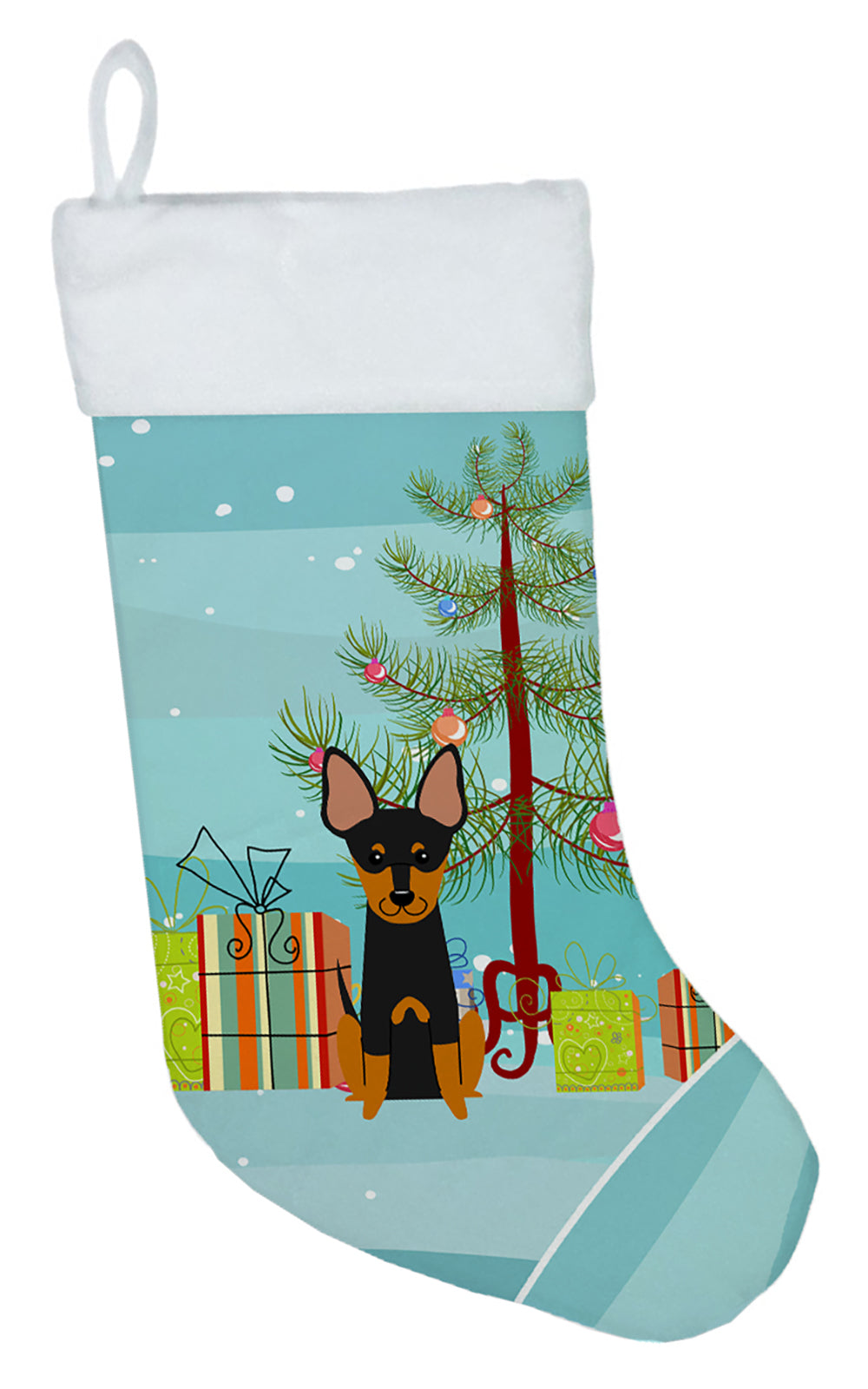 Merry Christmas Tree English Toy Terrier Christmas Stocking BB4234CS  the-store.com.