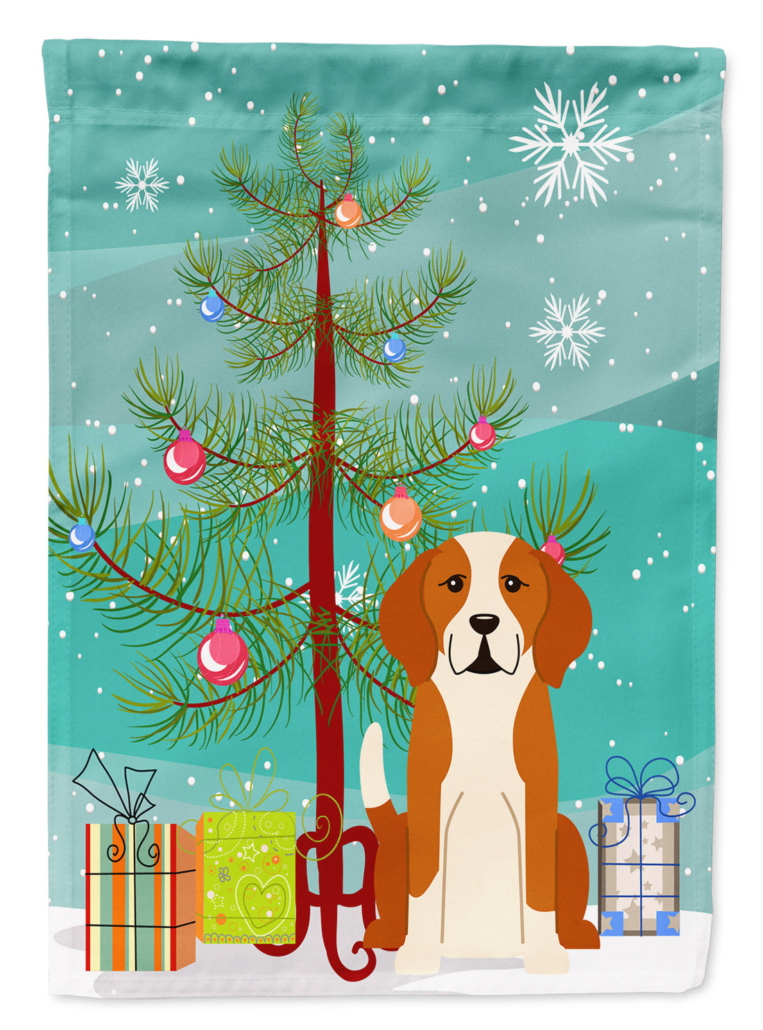 Merry Christmas Tree English Foxhound Flag Garden Size BB4235GF  the-store.com.