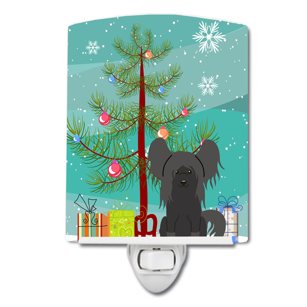 Merry Christmas Tree Chinese Crested Black Ceramic Night Light BB4237CNL - the-store.com