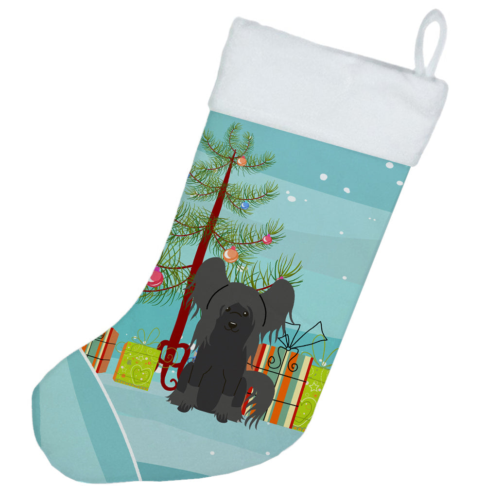 Merry Christmas Tree Chinese Crested Black Christmas Stocking BB4237CS  the-store.com.