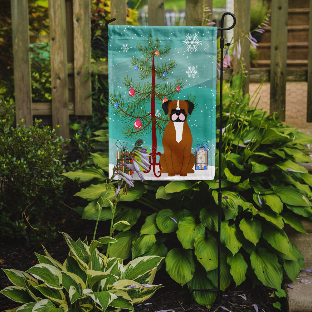 Merry Christmas Tree Flashy Fawn Boxer Flag Garden Size BB4241GF  the-store.com.