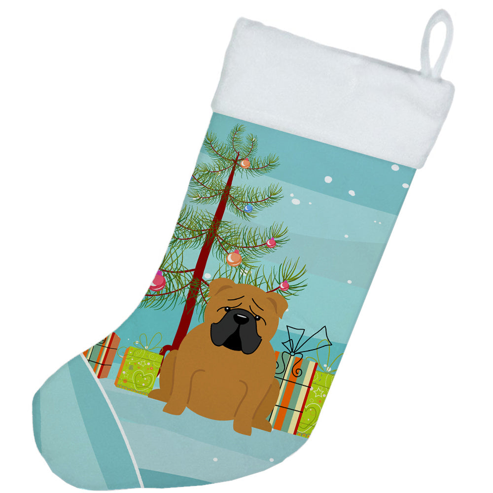 Merry Christmas Tree English Bulldog Red Christmas Stocking BB4247CS  the-store.com.