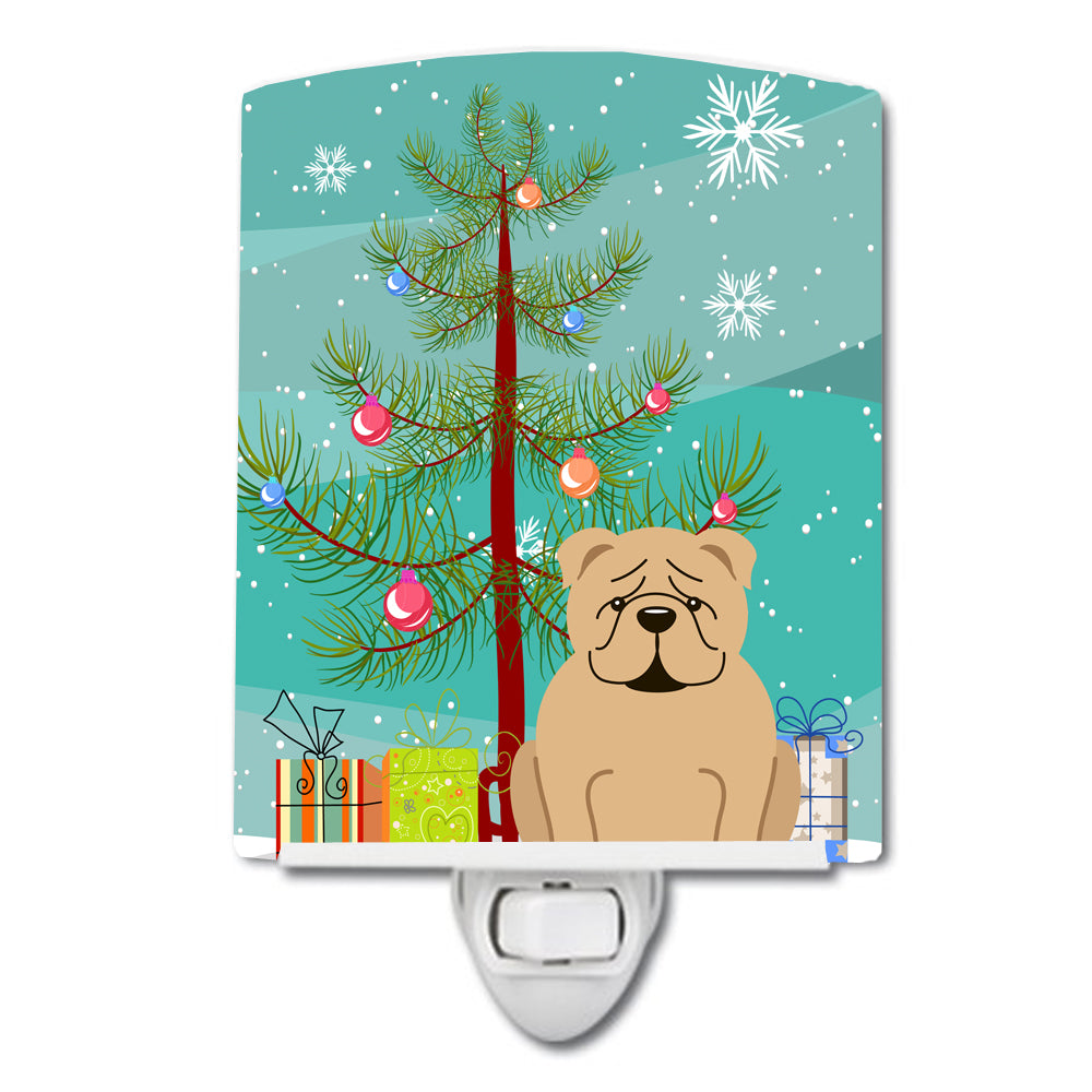 Merry Christmas Tree English Bulldog Fawn Ceramic Night Light BB4249CNL - the-store.com