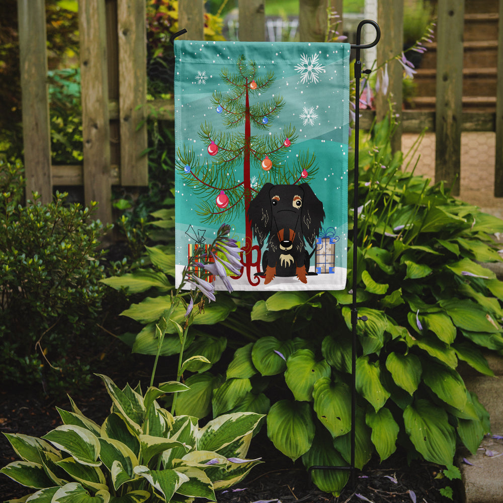 Merry Christmas Tree Wire Haired Dachshund Dapple Flag Garden Size BB4253GF  the-store.com.