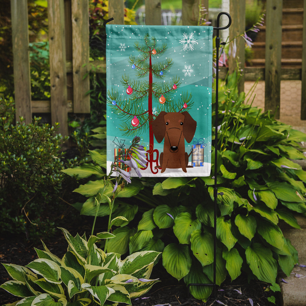 Merry Christmas Tree Dachshund Red Brown Flag Garden Size BB4255GF  the-store.com.