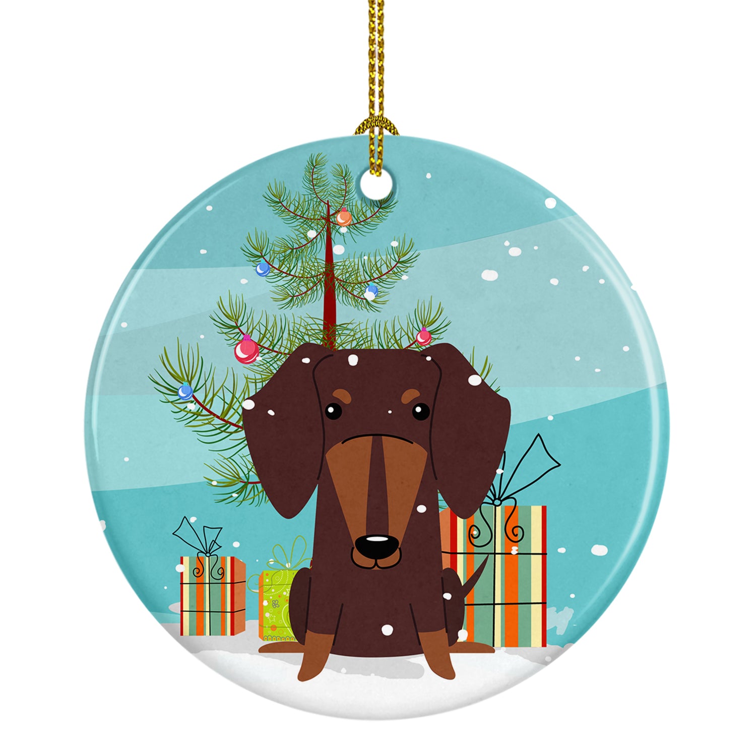 Merry Christmas Tree Dachshund Chocolate Ceramic Ornament BB4256CO1 - the-store.com