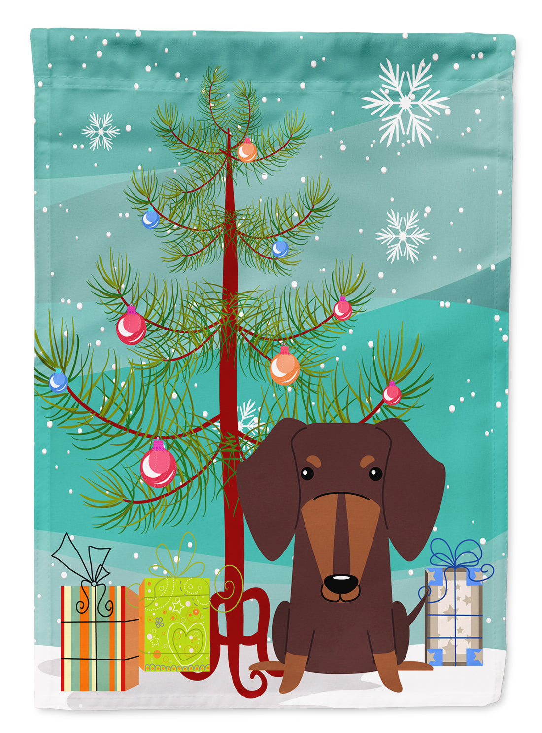 Merry Christmas Tree Dachshund Chocolate Flag Garden Size BB4256GF  the-store.com.