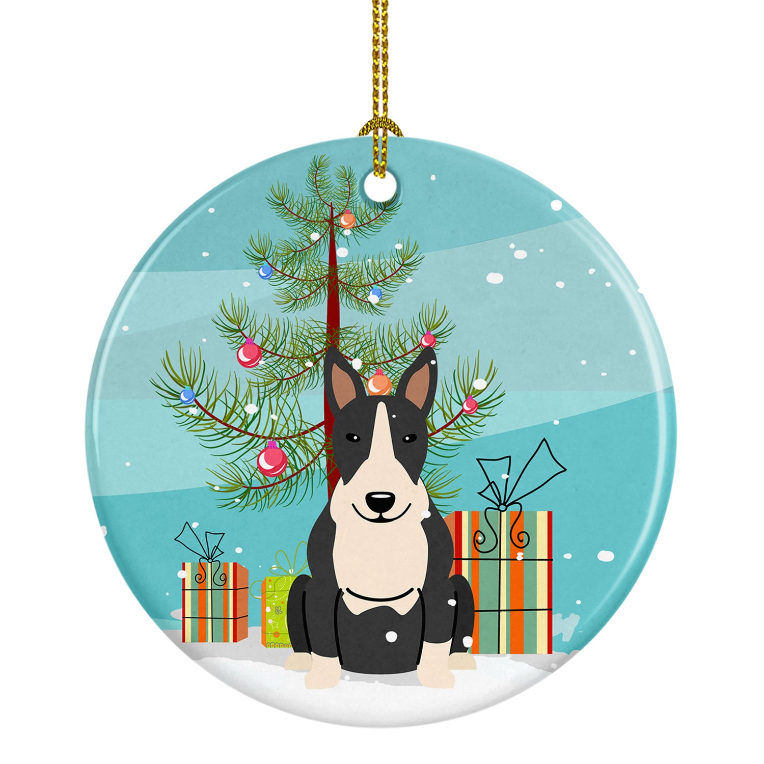 Merry Christmas Tree Bull Terrier Black White Ceramic Ornament BB4258CO1 - the-store.com