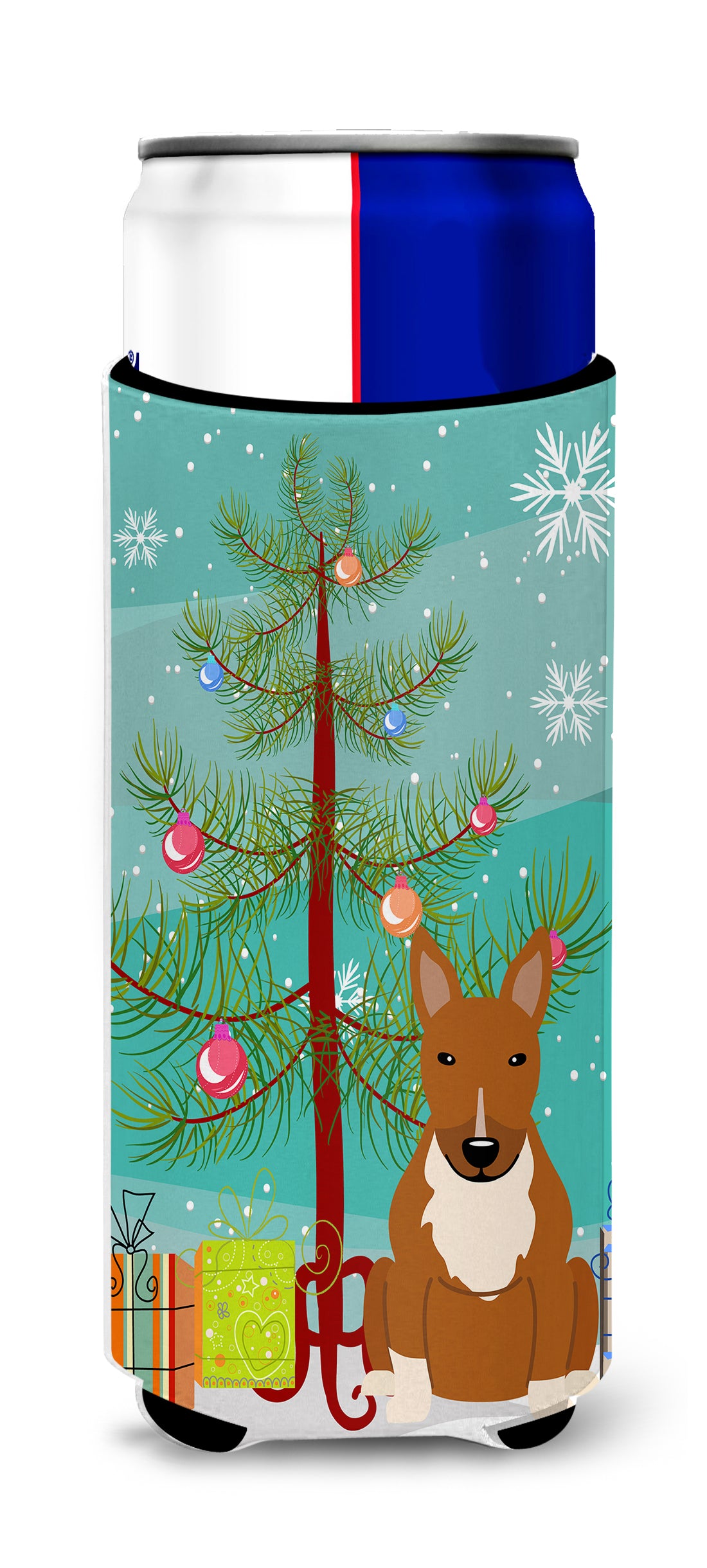 Merry Christmas Tree Bull Terrier Red  Ultra Hugger for slim cans BB4259MUK  the-store.com.