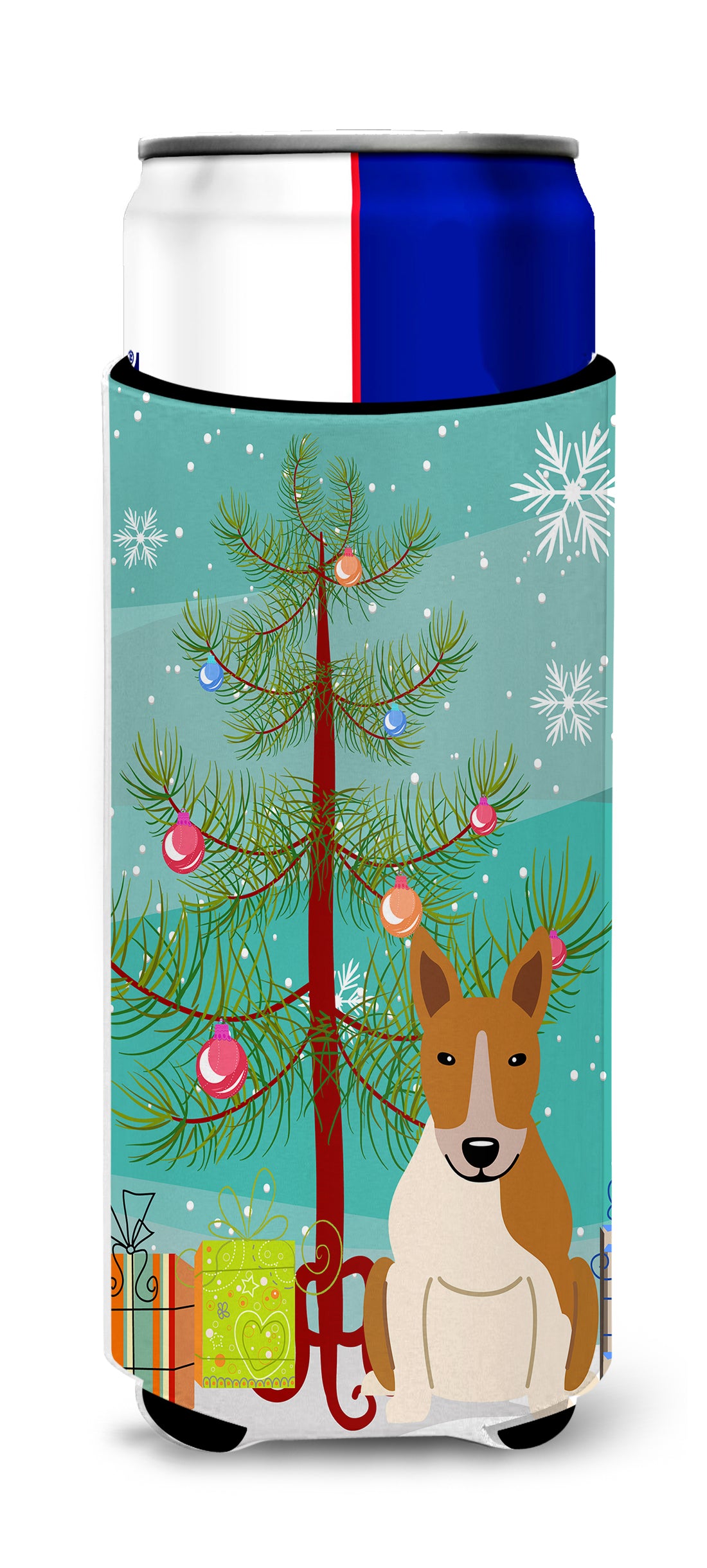 Merry Christmas Tree Bull Terrier Red White  Ultra Hugger for slim cans BB4260MUK  the-store.com.