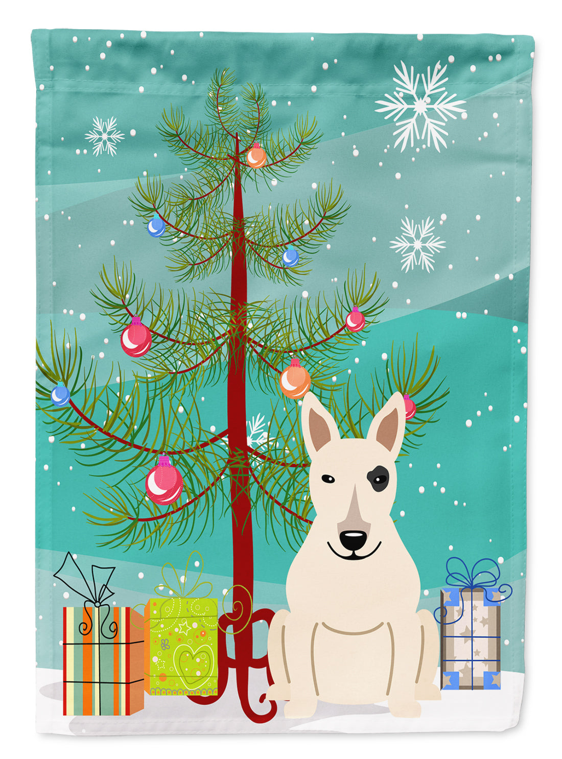 Merry Christmas Tree Bull Terrier White Flag Garden Size BB4263GF  the-store.com.