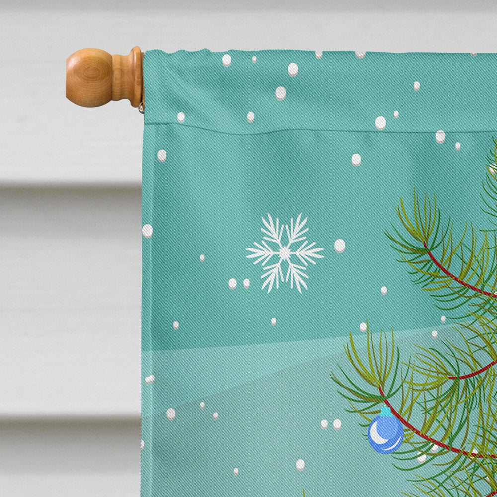 Merry Christmas Tree Chow Chow Blue Flag Canvas House Size BB4264CHF  the-store.com.