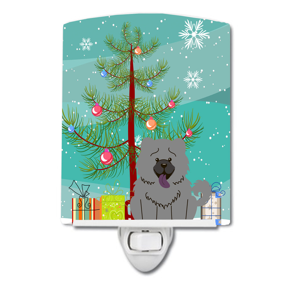 Merry Christmas Tree Chow Chow Blue Ceramic Night Light BB4264CNL - the-store.com