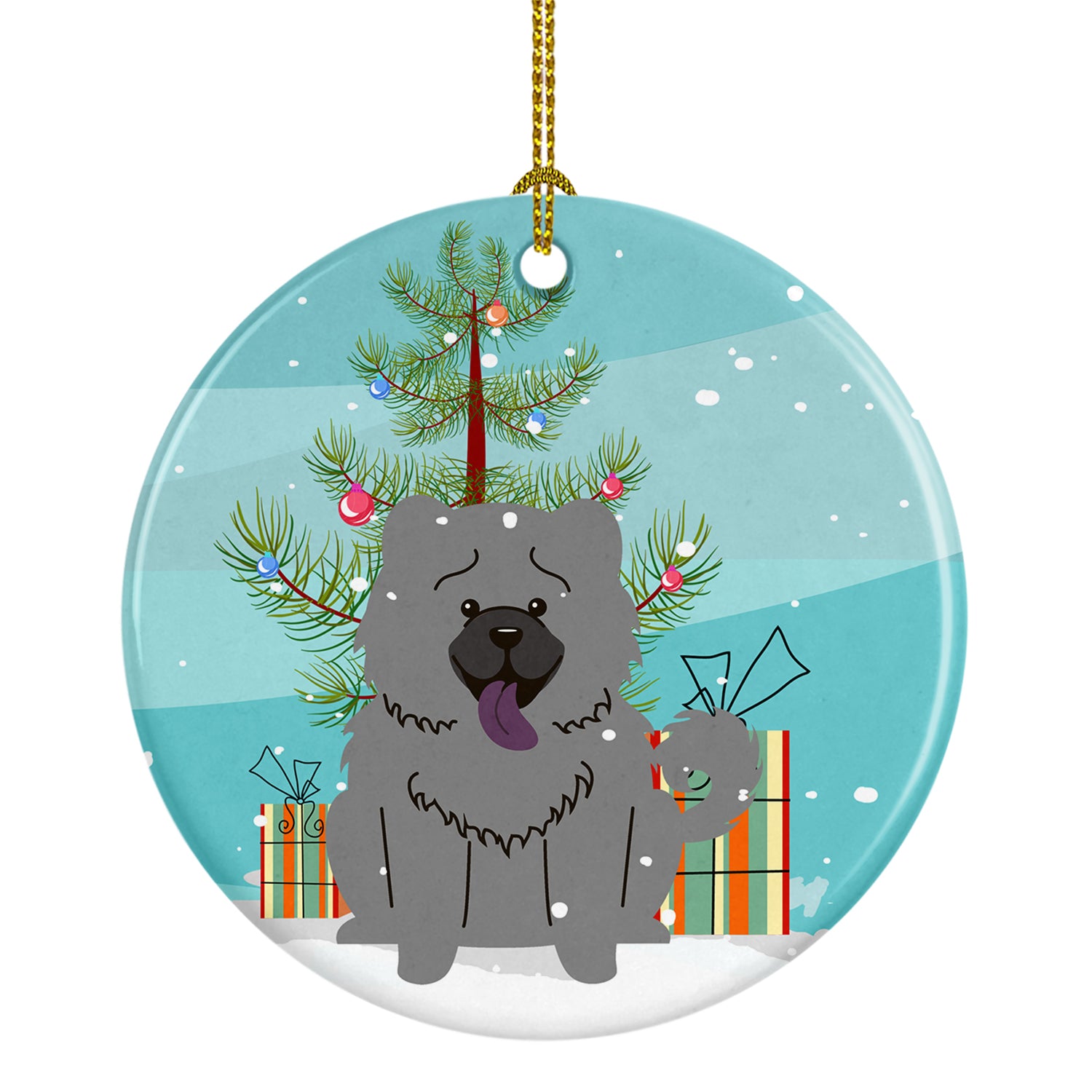 Merry Christmas Tree Chow Chow Blue Ceramic Ornament BB4264CO1 - the-store.com