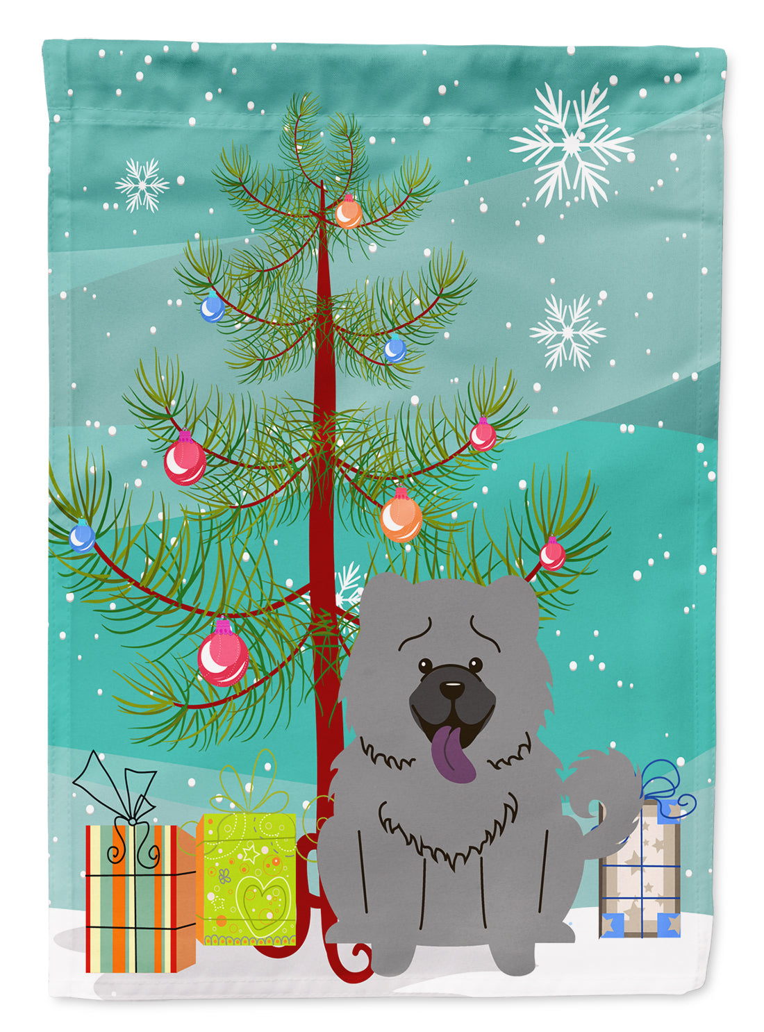 Merry Christmas Tree Chow Chow Blue Flag Garden Size BB4264GF  the-store.com.