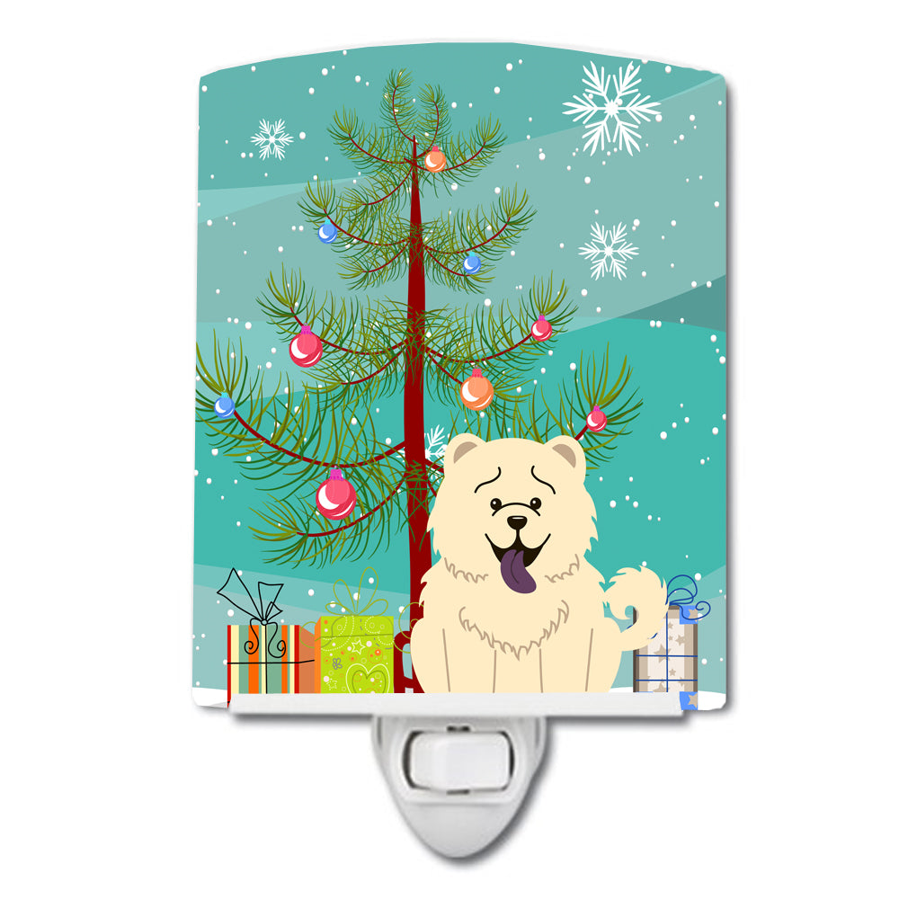 Merry Christmas Tree Chow Chow White Ceramic Night Light BB4265CNL - the-store.com