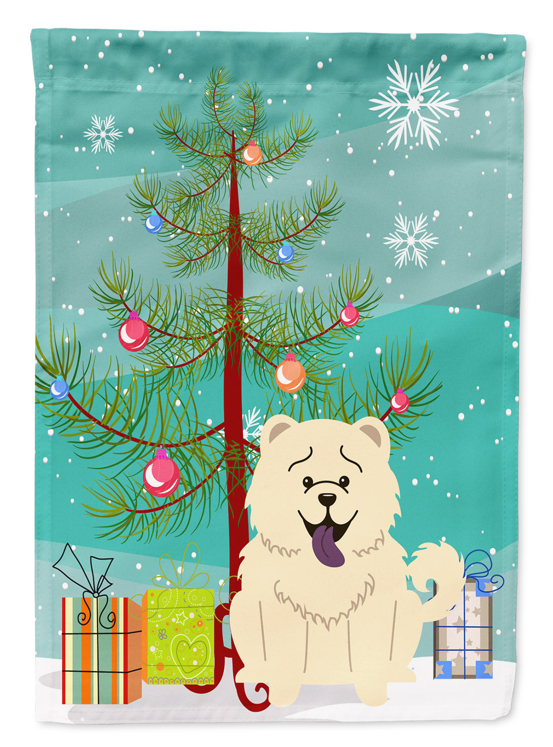 Merry Christmas Tree Chow Chow White Flag Garden Size BB4265GF  the-store.com.