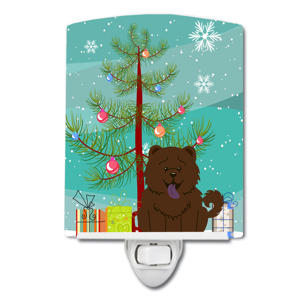 Merry Christmas Tree Chow Chow Chocolate Ceramic Night Light BB4266CNL - the-store.com